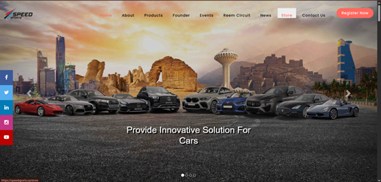 واجهة الموقع Speed Sports Co.